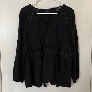 Women’s American Eagle Black Peasant Top size XL